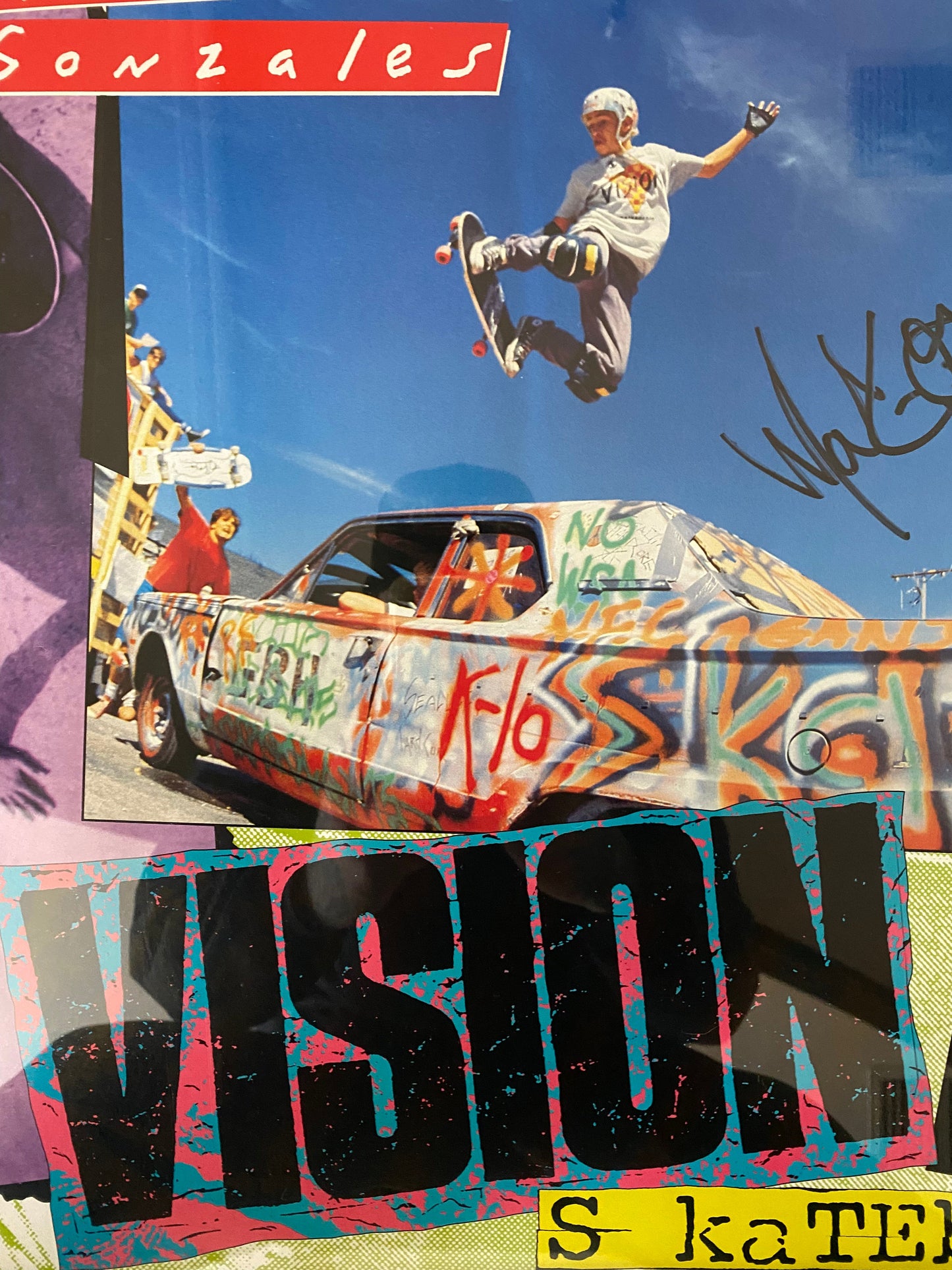NOS Original Signed Mark Gonzales Vision Skateboards Poster - 17" x 22" Framed
