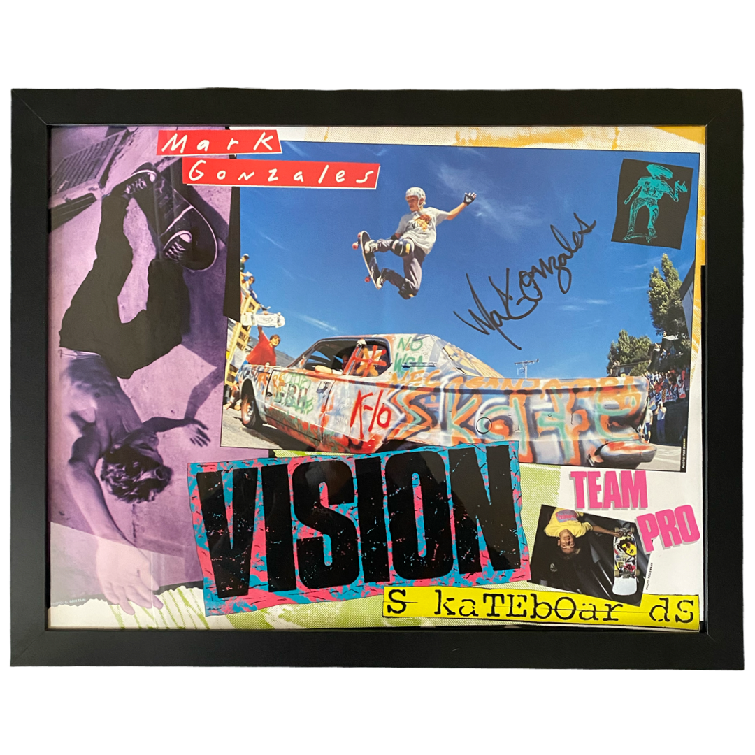 NOS Original Signed Mark Gonzales Vision Skateboards Poster - 17" x 22" Framed